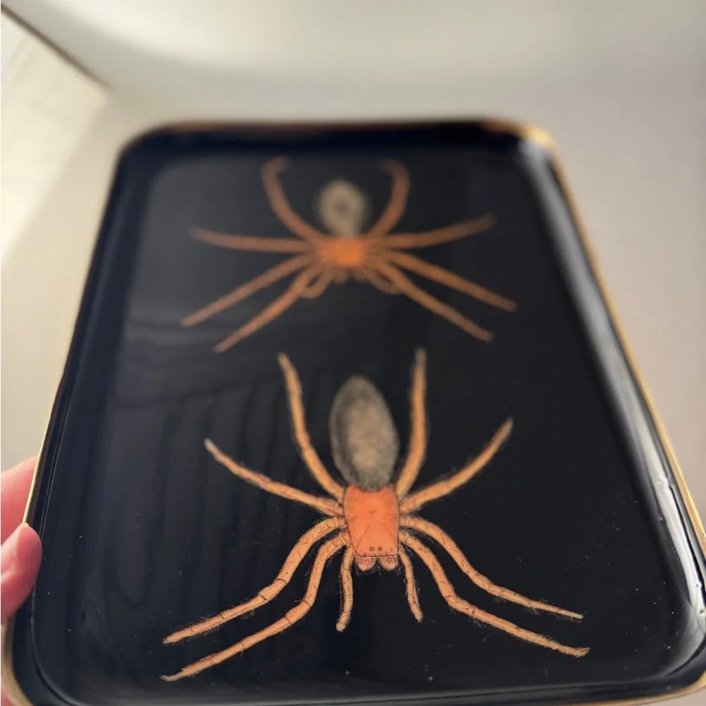 🔥Halloween Spider Tray - Black and Gold‎